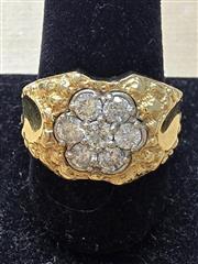 Gent's Diamond Cluster Ring 7 Diamonds 1.05 Carat T.W. 14K Yellow Gold 11.7g